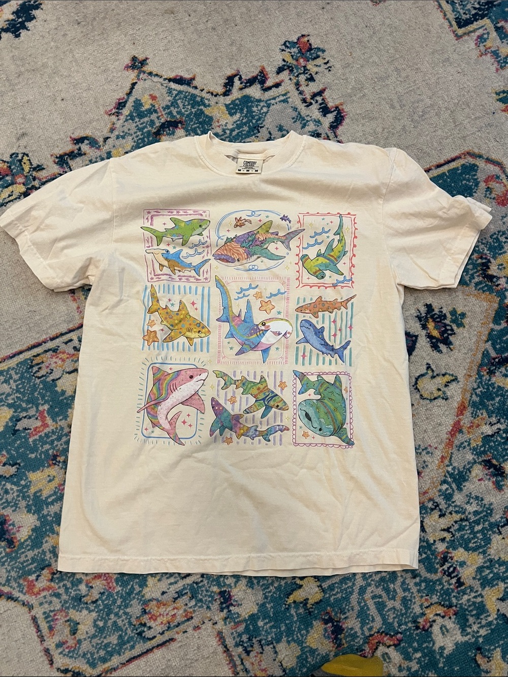 Adorable shark stamp graphic tee
